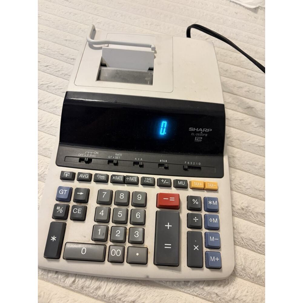 “Sharp EL-2630P III Printing Calculator 12 Digit w/ Adapter Tested Works